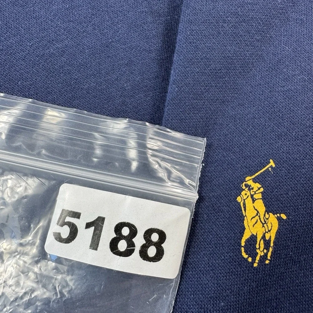 Polo Ralph Lauren Blue Gold Fleece Lined Crest Graphic Crewneck L Tall NWT